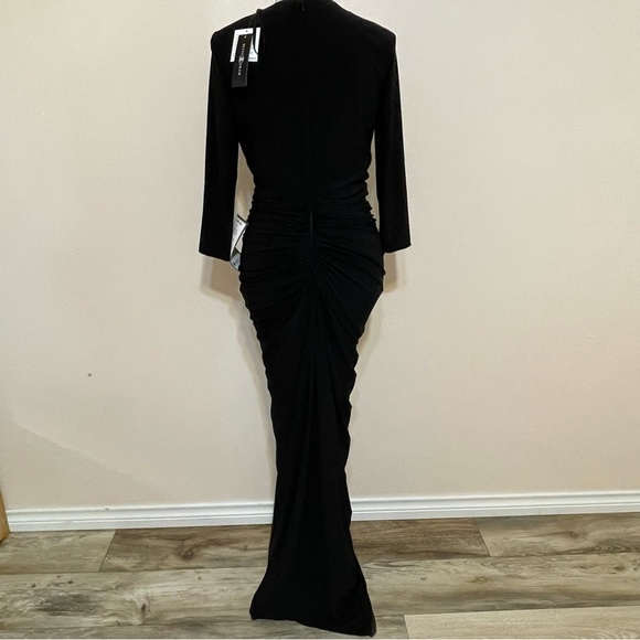 BETSY & ADAM
Ruched Ruffle-Trim body-con 
Gown size 8 black - Picture 6 of 12